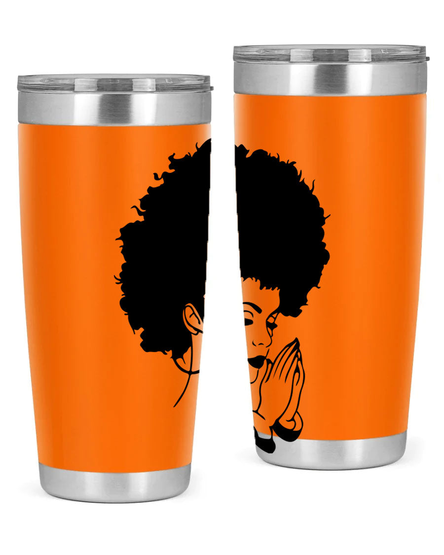 Black women - queen 22# tumbler in stainless steel with a stylish design, perfect for hot and cold beverages.