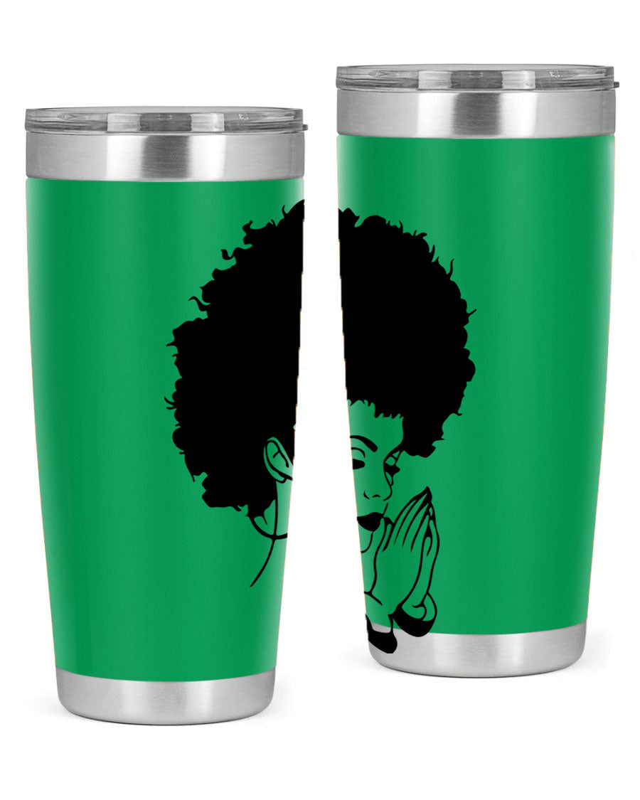 Black women - queen 22# tumbler in stainless steel with a stylish design, perfect for hot and cold beverages.