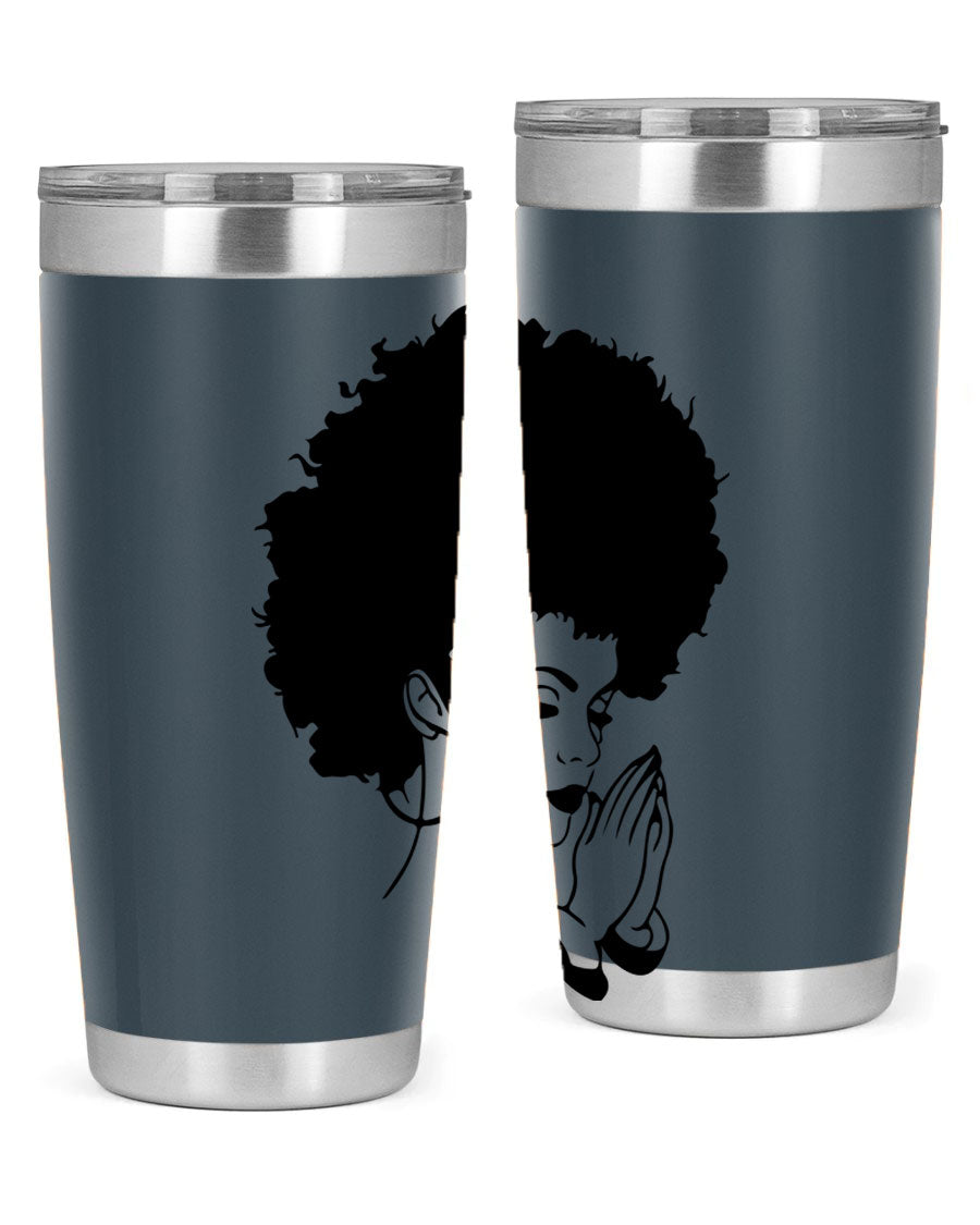 Black women - queen 22# tumbler in stainless steel with a stylish design, perfect for hot and cold beverages.