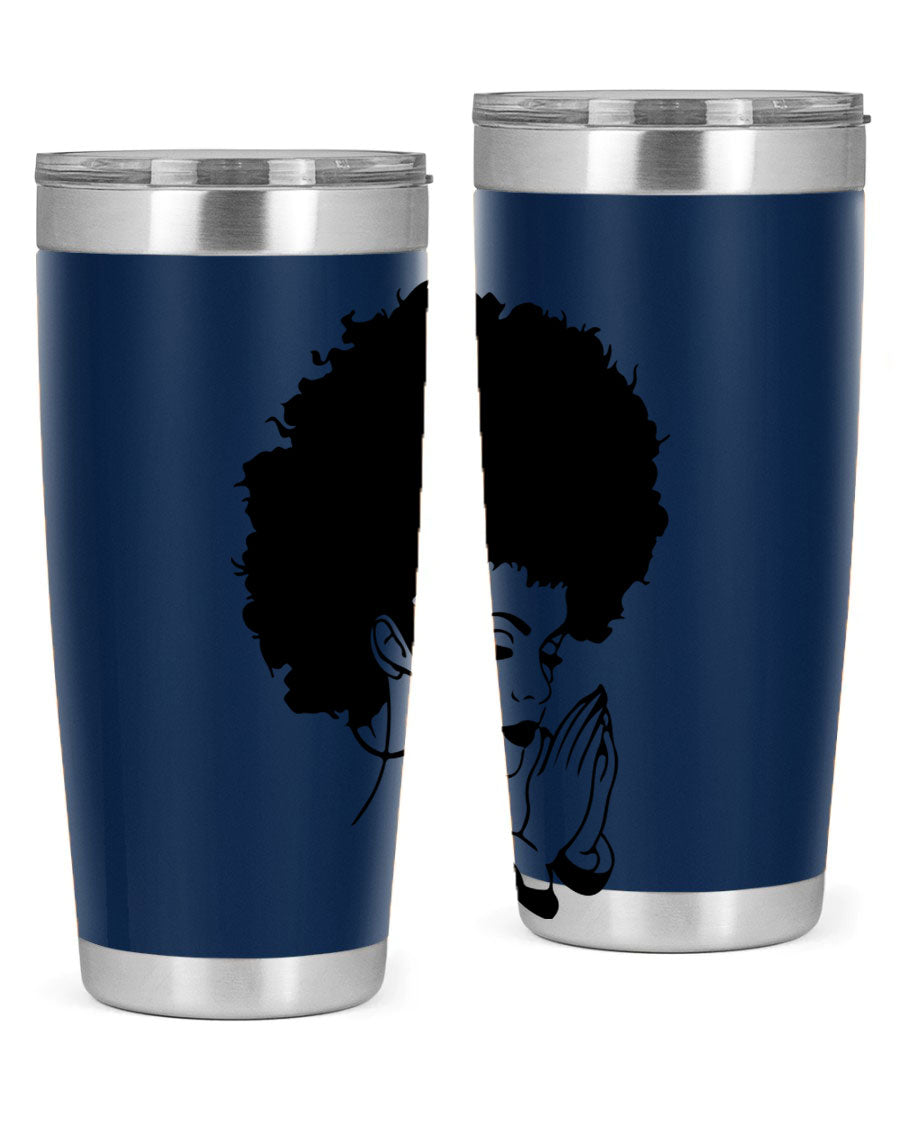 Black women - queen 22# tumbler in stainless steel with a stylish design, perfect for hot and cold beverages.