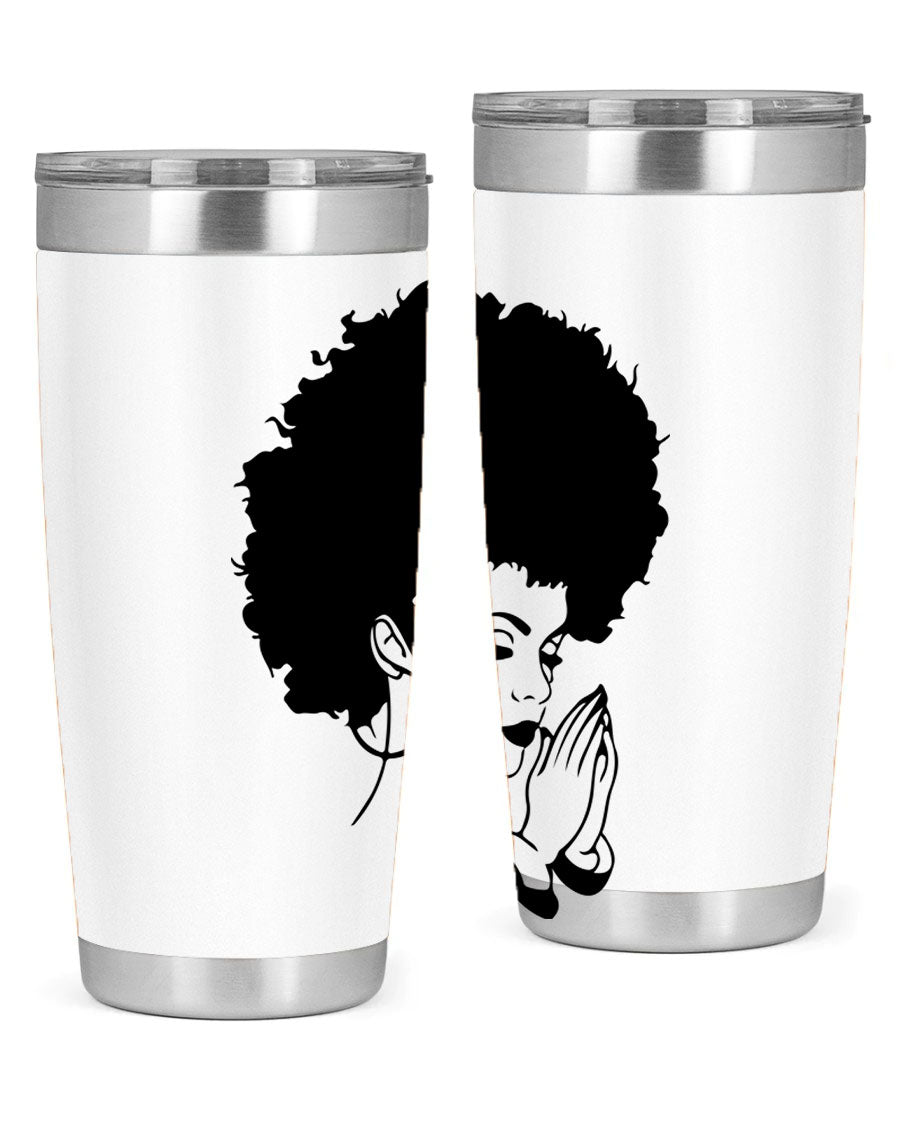 Black women - queen 22# tumbler in stainless steel with a stylish design, perfect for hot and cold beverages.