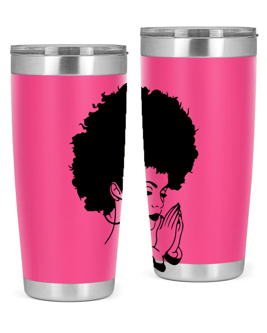 Black women - queen 22# tumbler in stainless steel with a stylish design, perfect for hot and cold beverages.