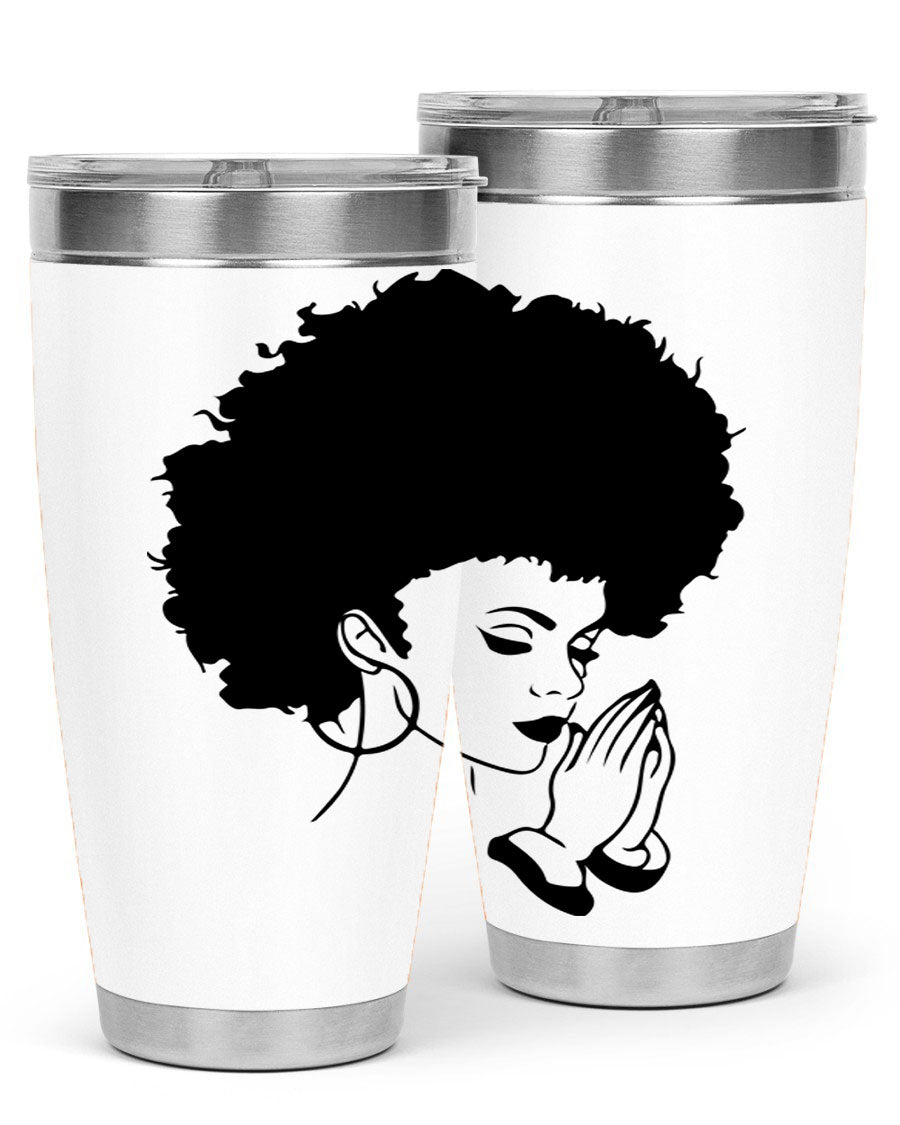 Black women - queen 22# tumbler in stainless steel with a stylish design, perfect for hot and cold beverages.