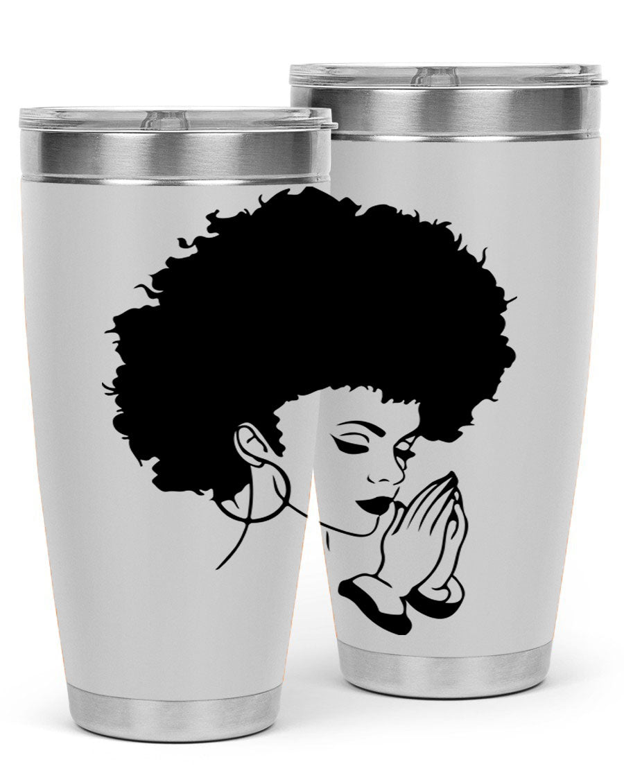 Black women - queen 22# tumbler in stainless steel with a stylish design, perfect for hot and cold beverages.