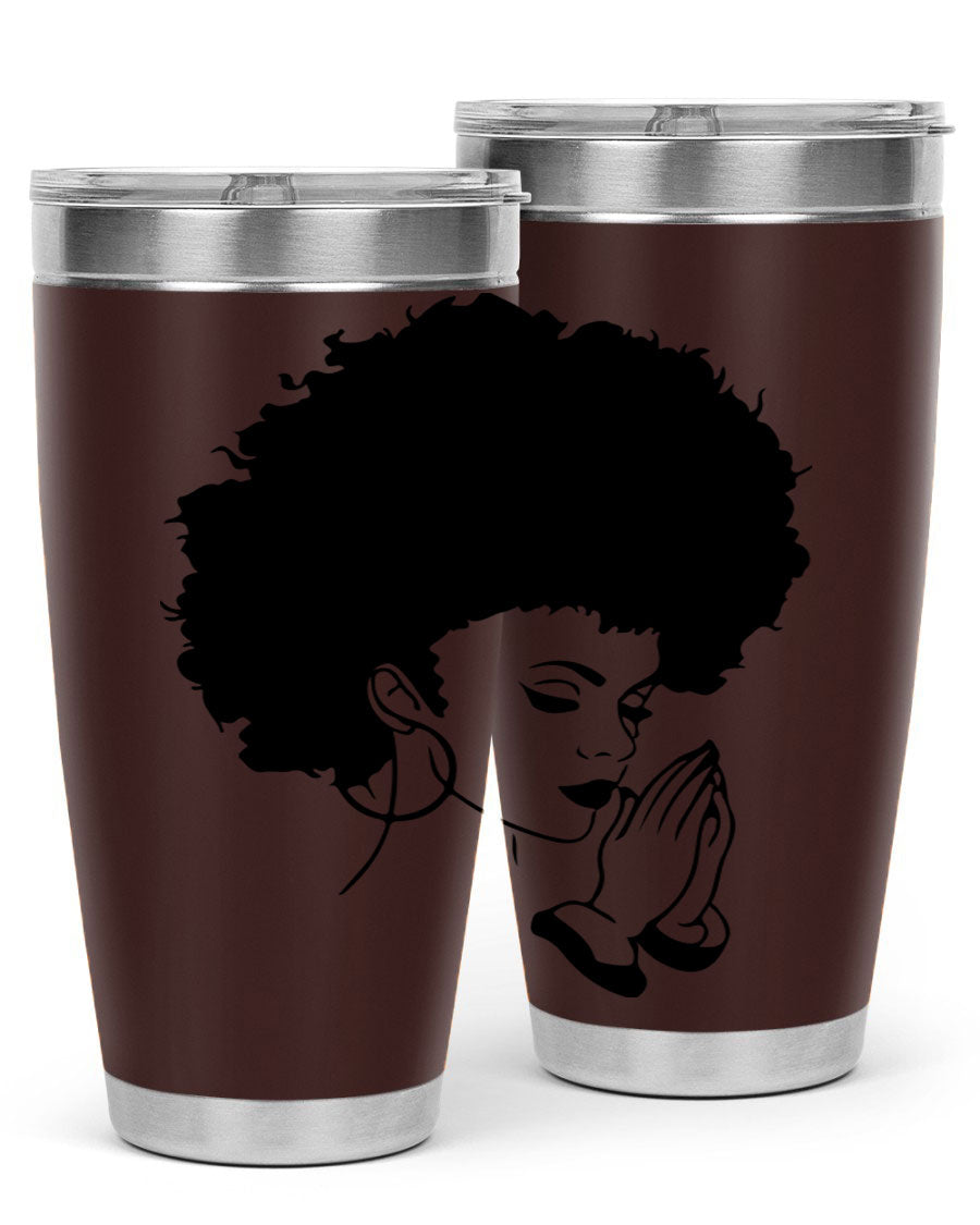 Black women - queen 22# tumbler in stainless steel with a stylish design, perfect for hot and cold beverages.