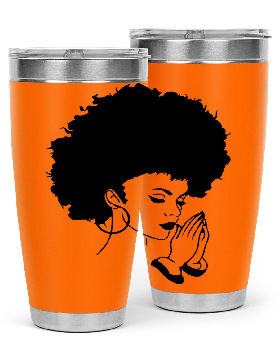 Black women - queen 22# tumbler in stainless steel with a stylish design, perfect for hot and cold beverages.