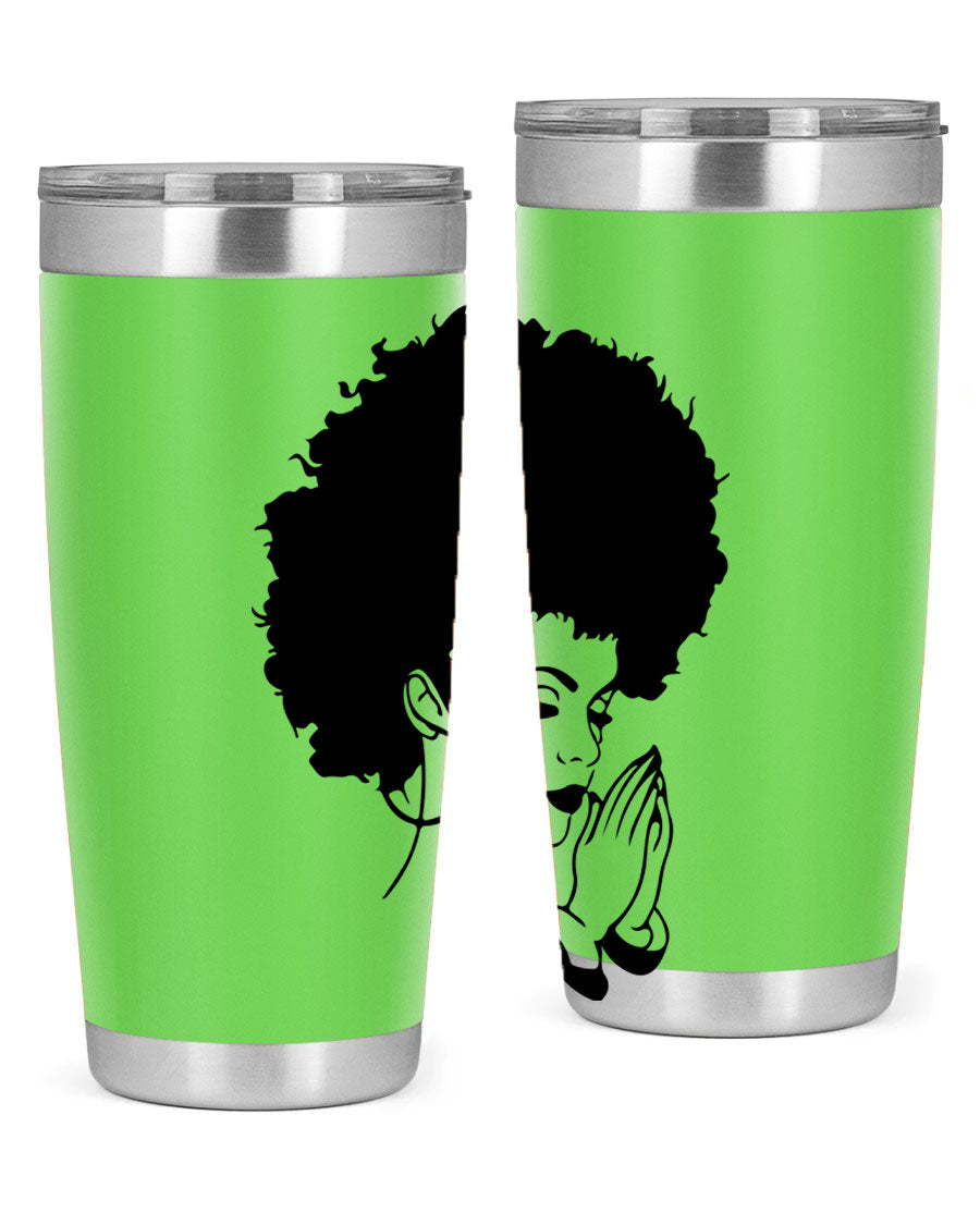 Black women - queen 22# tumbler in stainless steel with a stylish design, perfect for hot and cold beverages.