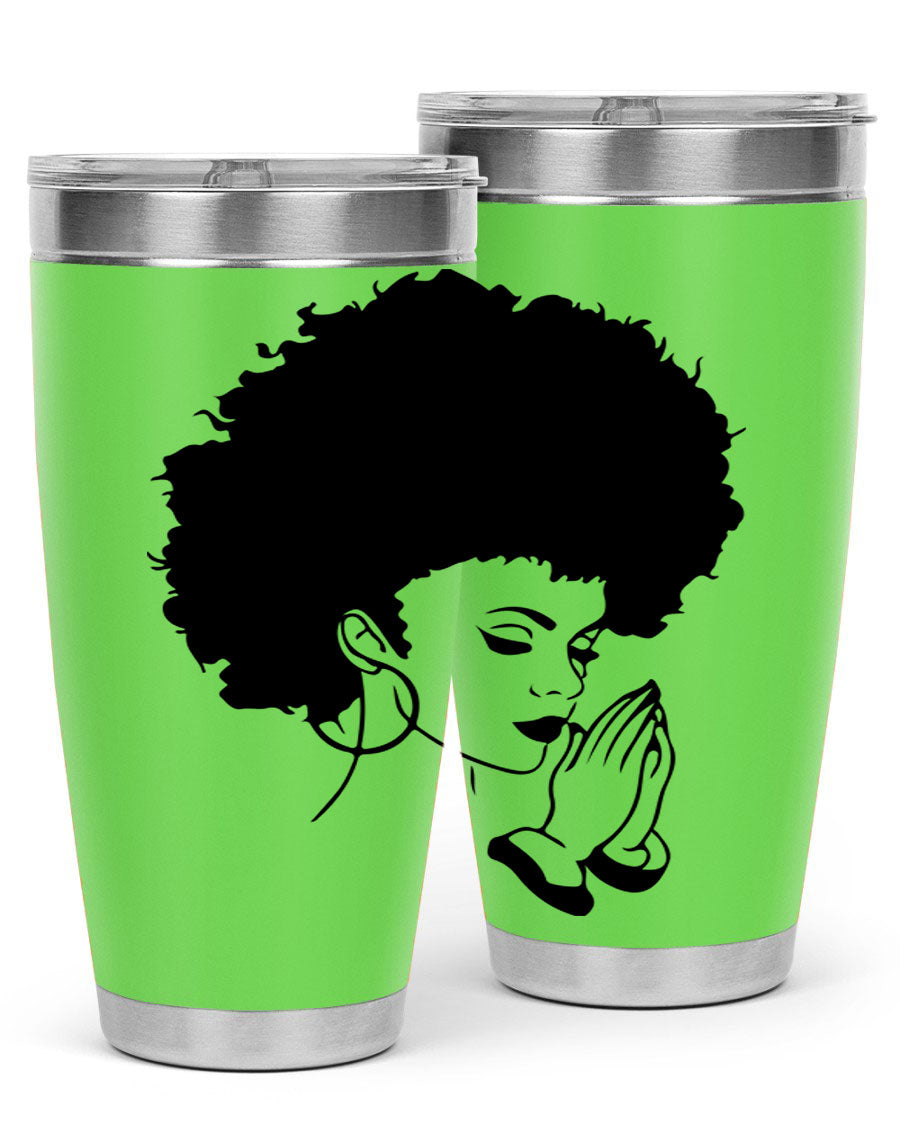 Black women - queen 22# tumbler in stainless steel with a stylish design, perfect for hot and cold beverages.