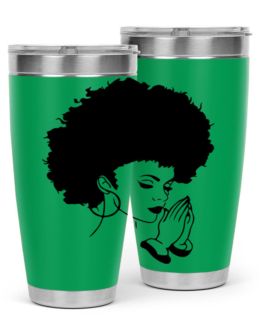 Black women - queen 22# tumbler in stainless steel with a stylish design, perfect for hot and cold beverages.