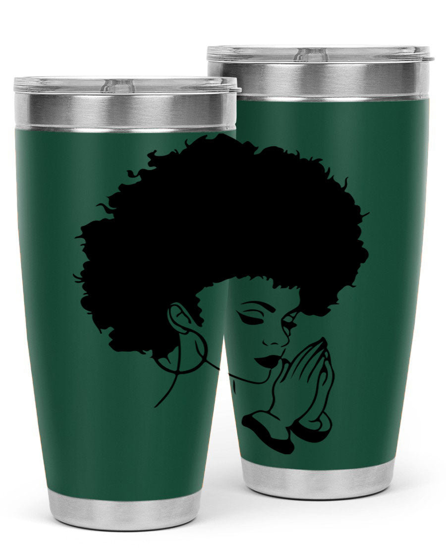 Black women - queen 22# tumbler in stainless steel with a stylish design, perfect for hot and cold beverages.