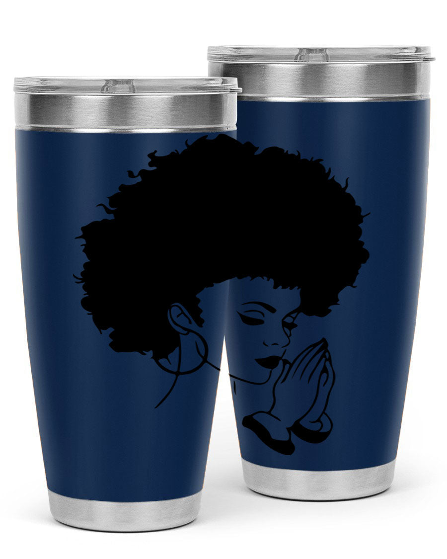 Black women - queen 22# tumbler in stainless steel with a stylish design, perfect for hot and cold beverages.