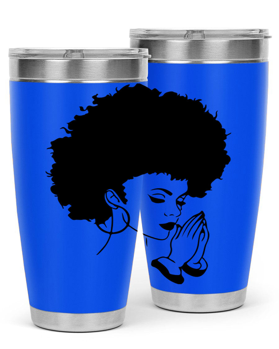 Black women - queen 22# tumbler in stainless steel with a stylish design, perfect for hot and cold beverages.