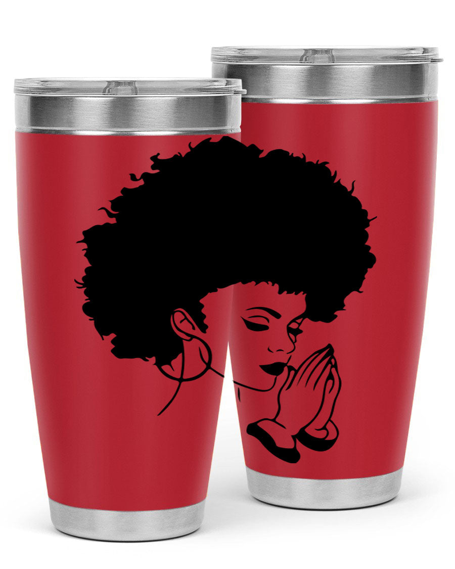 Black women - queen 22# tumbler in stainless steel with a stylish design, perfect for hot and cold beverages.