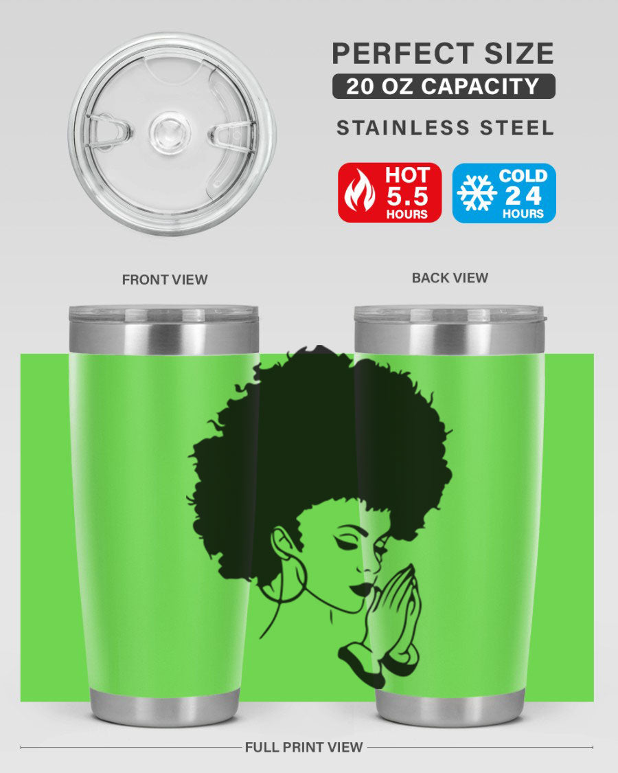 Black women - queen 22# tumbler in stainless steel with a stylish design, perfect for hot and cold beverages.