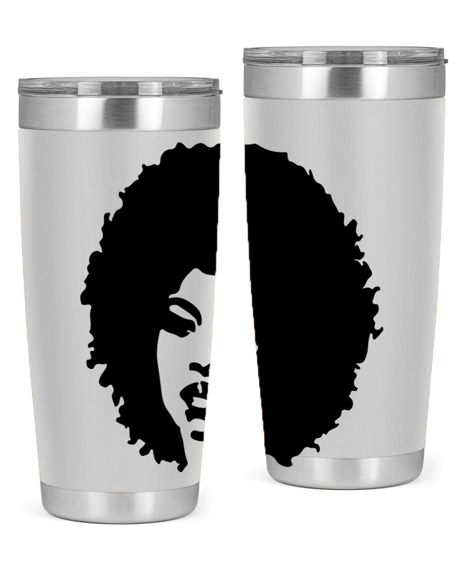 Black women - queen tumbler in 20oz and 30oz sizes, showcasing double wall vacuum stainless steel design with copper lining.