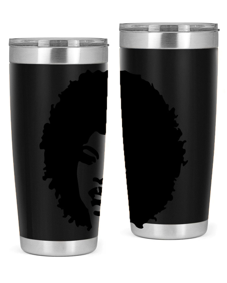 Black women - queen tumbler in 20oz and 30oz sizes, showcasing double wall vacuum stainless steel design with copper lining.