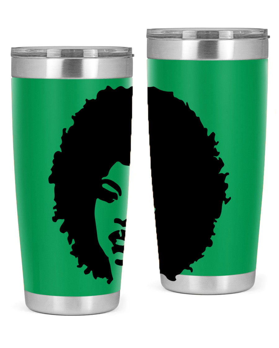 Black women - queen tumbler in 20oz and 30oz sizes, showcasing double wall vacuum stainless steel design with copper lining.