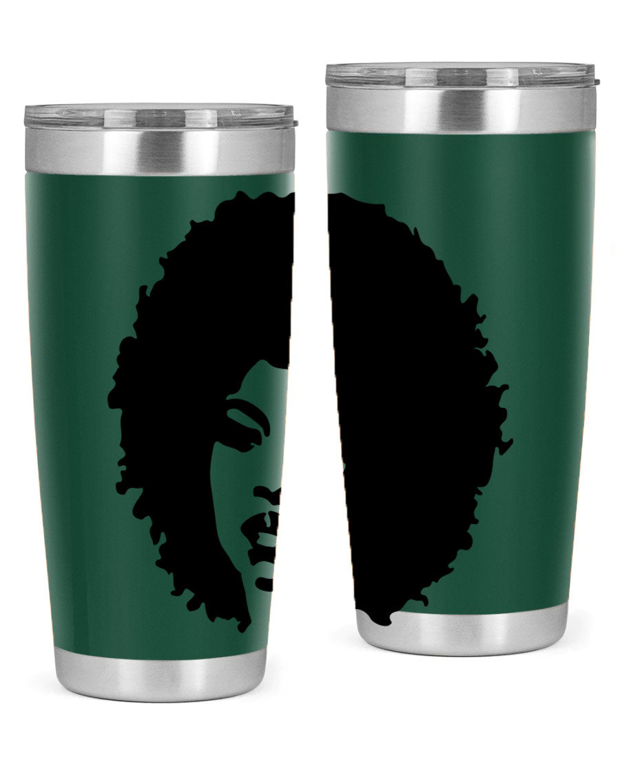 Black women - queen tumbler in 20oz and 30oz sizes, showcasing double wall vacuum stainless steel design with copper lining.