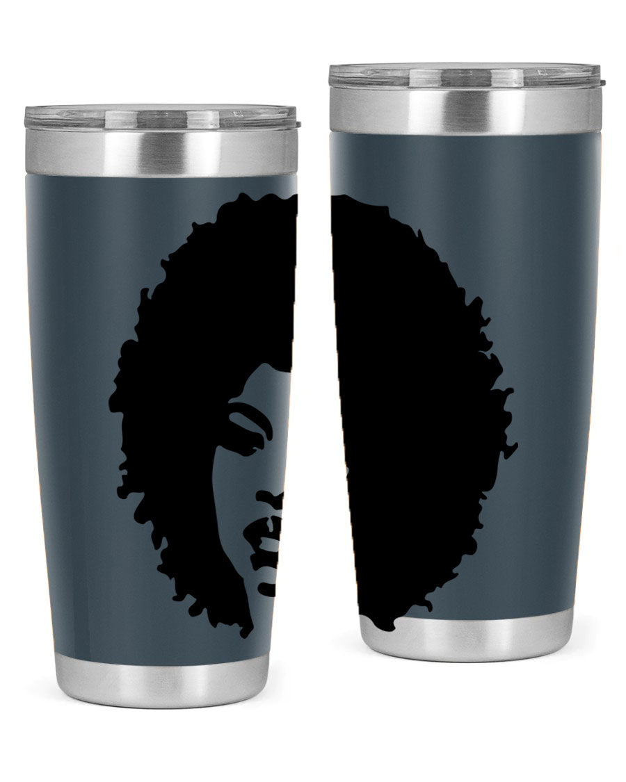 Black women - queen tumbler in 20oz and 30oz sizes, showcasing double wall vacuum stainless steel design with copper lining.