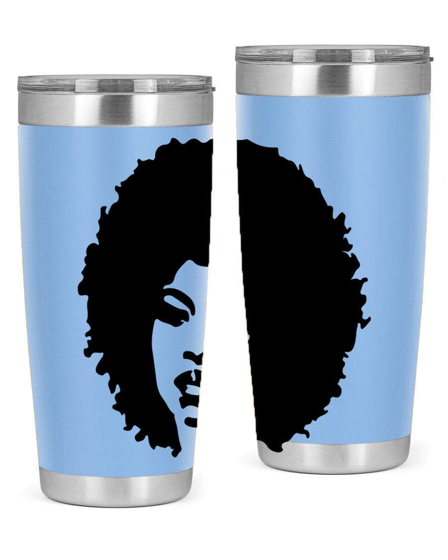 Black women - queen tumbler in 20oz and 30oz sizes, showcasing double wall vacuum stainless steel design with copper lining.