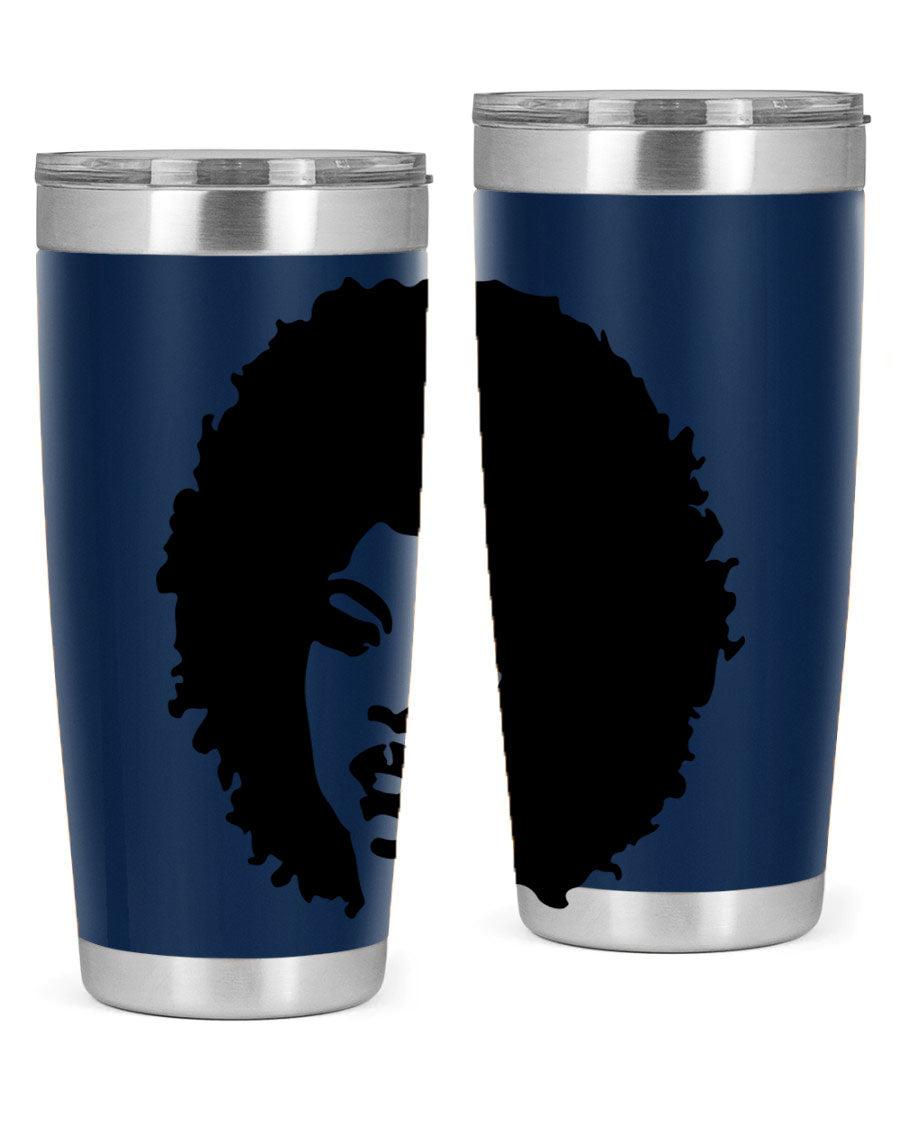 Black women - queen tumbler in 20oz and 30oz sizes, showcasing double wall vacuum stainless steel design with copper lining.