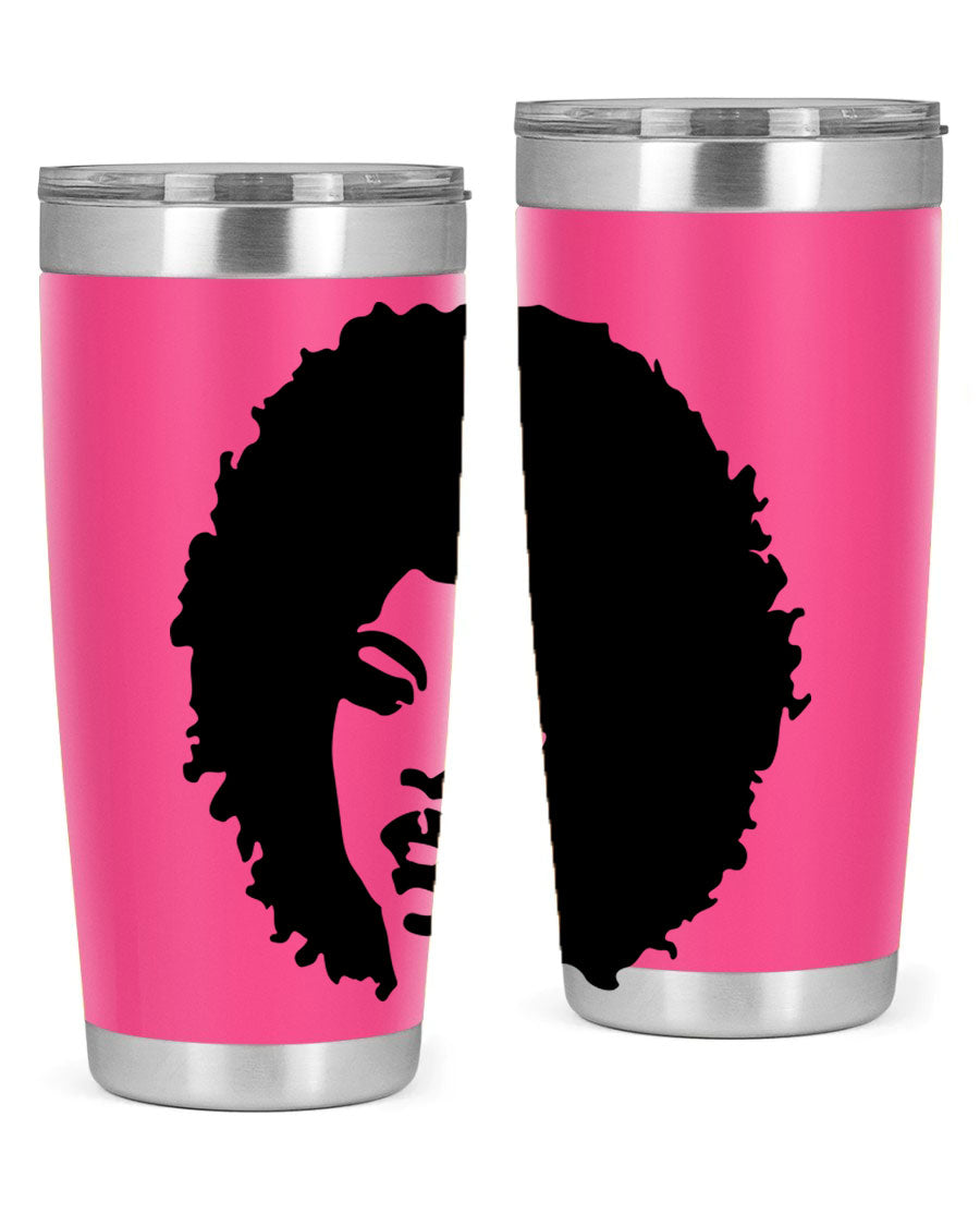 Black women - queen tumbler in 20oz and 30oz sizes, showcasing double wall vacuum stainless steel design with copper lining.