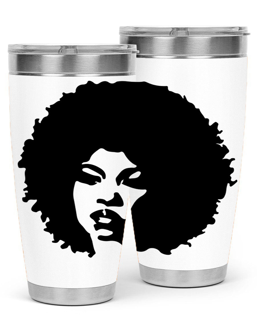 Black women - queen tumbler in 20oz and 30oz sizes, showcasing double wall vacuum stainless steel design with copper lining.