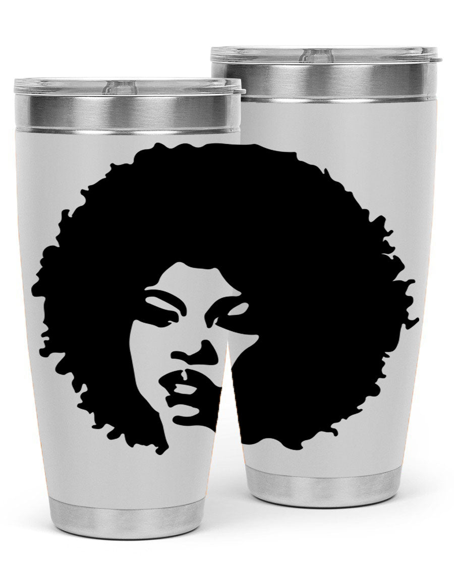 Black women - queen tumbler in 20oz and 30oz sizes, showcasing double wall vacuum stainless steel design with copper lining.