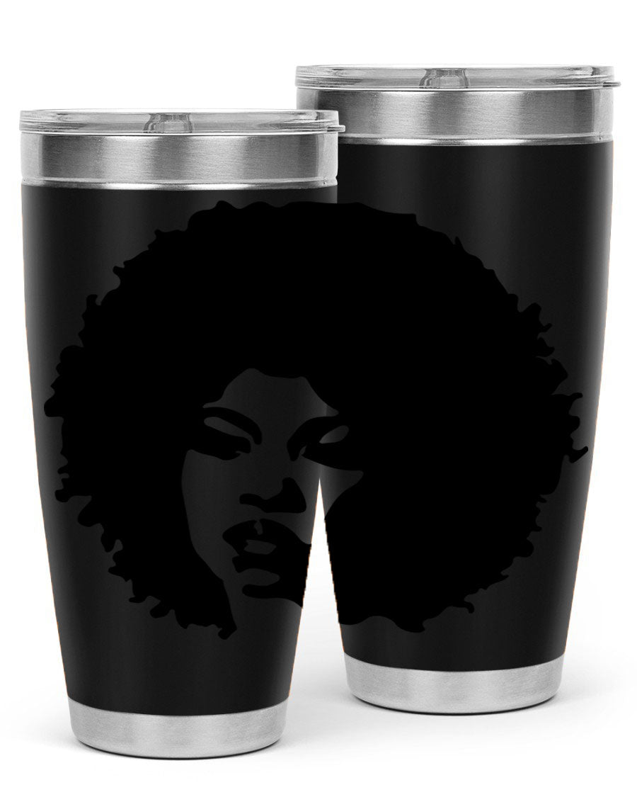 Black women - queen tumbler in 20oz and 30oz sizes, showcasing double wall vacuum stainless steel design with copper lining.