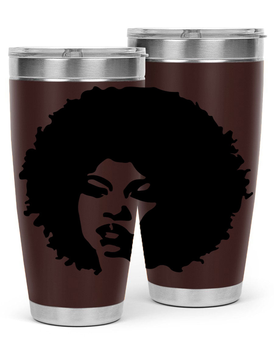 Black women - queen tumbler in 20oz and 30oz sizes, showcasing double wall vacuum stainless steel design with copper lining.