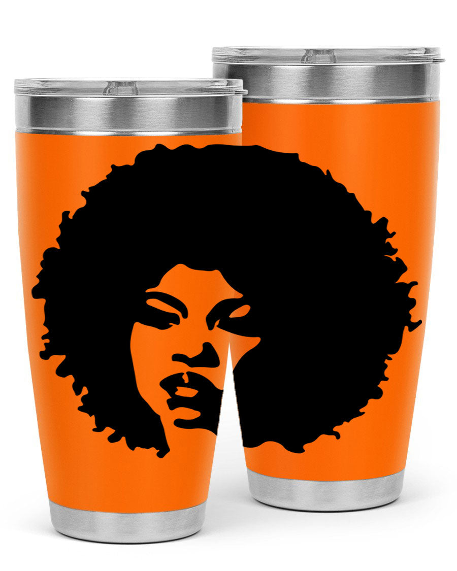 Black women - queen tumbler in 20oz and 30oz sizes, showcasing double wall vacuum stainless steel design with copper lining.