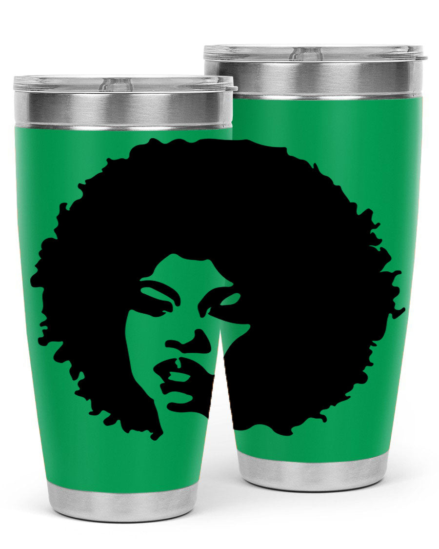 Black women - queen tumbler in 20oz and 30oz sizes, showcasing double wall vacuum stainless steel design with copper lining.