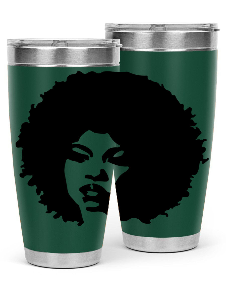 Black women - queen tumbler in 20oz and 30oz sizes, showcasing double wall vacuum stainless steel design with copper lining.