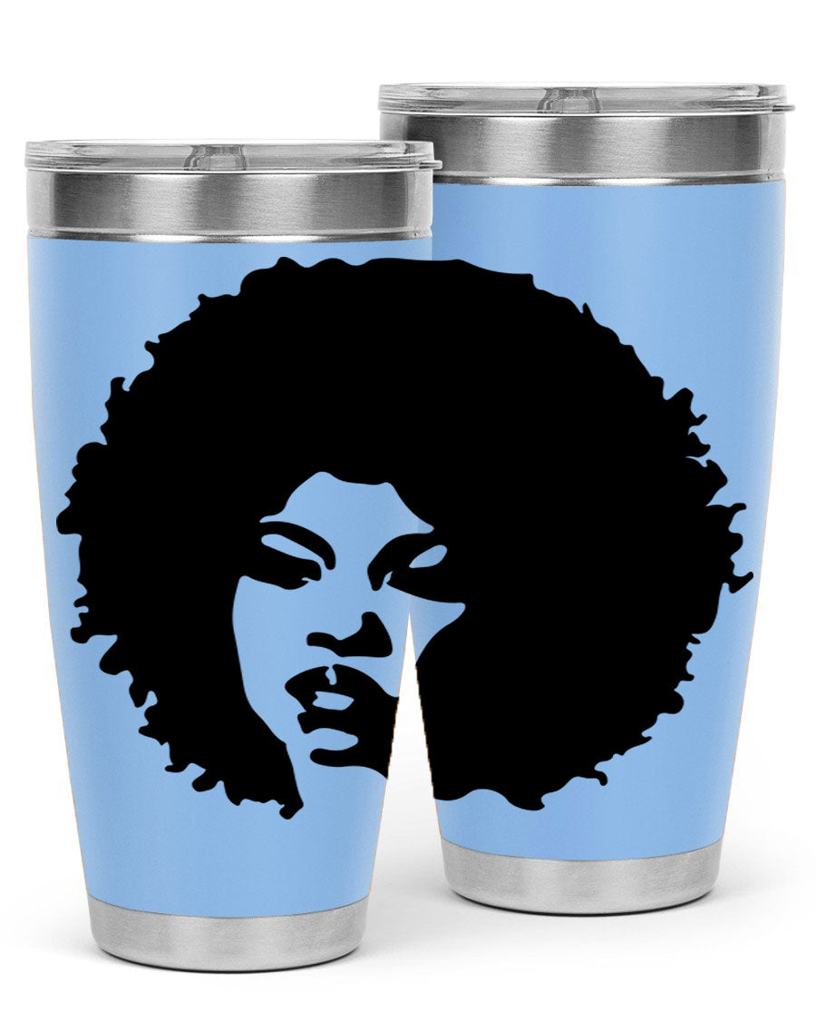 Black women - queen tumbler in 20oz and 30oz sizes, showcasing double wall vacuum stainless steel design with copper lining.