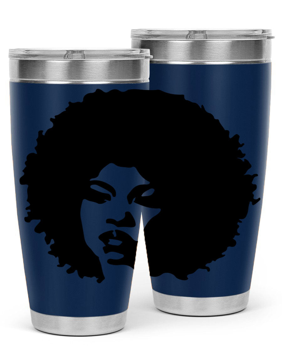 Black women - queen tumbler in 20oz and 30oz sizes, showcasing double wall vacuum stainless steel design with copper lining.