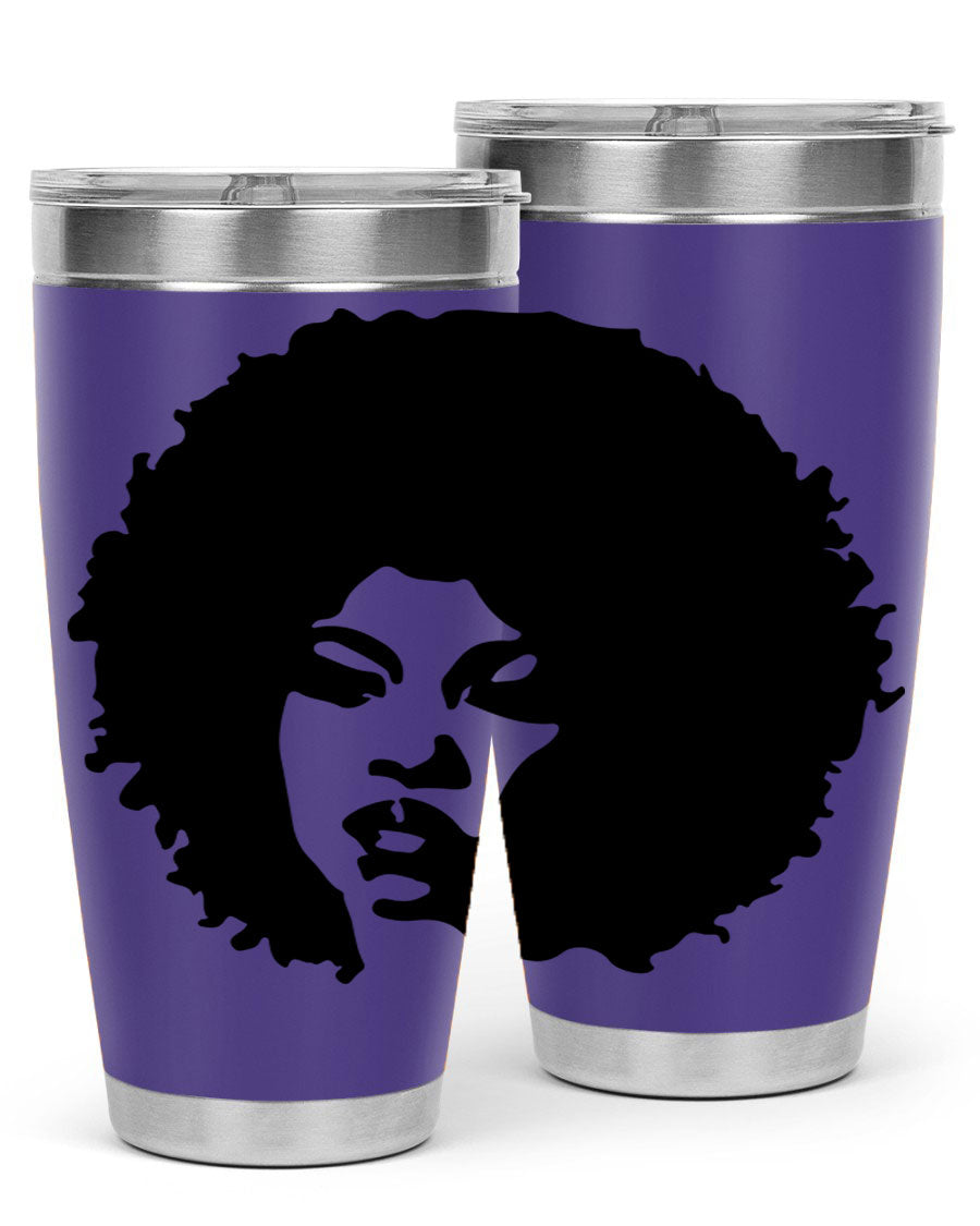 Black women - queen tumbler in 20oz and 30oz sizes, showcasing double wall vacuum stainless steel design with copper lining.