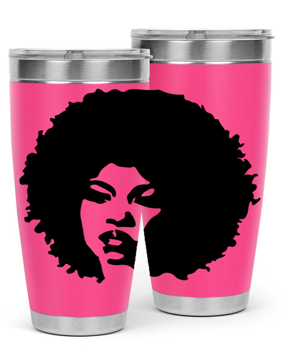 Black women - queen tumbler in 20oz and 30oz sizes, showcasing double wall vacuum stainless steel design with copper lining.