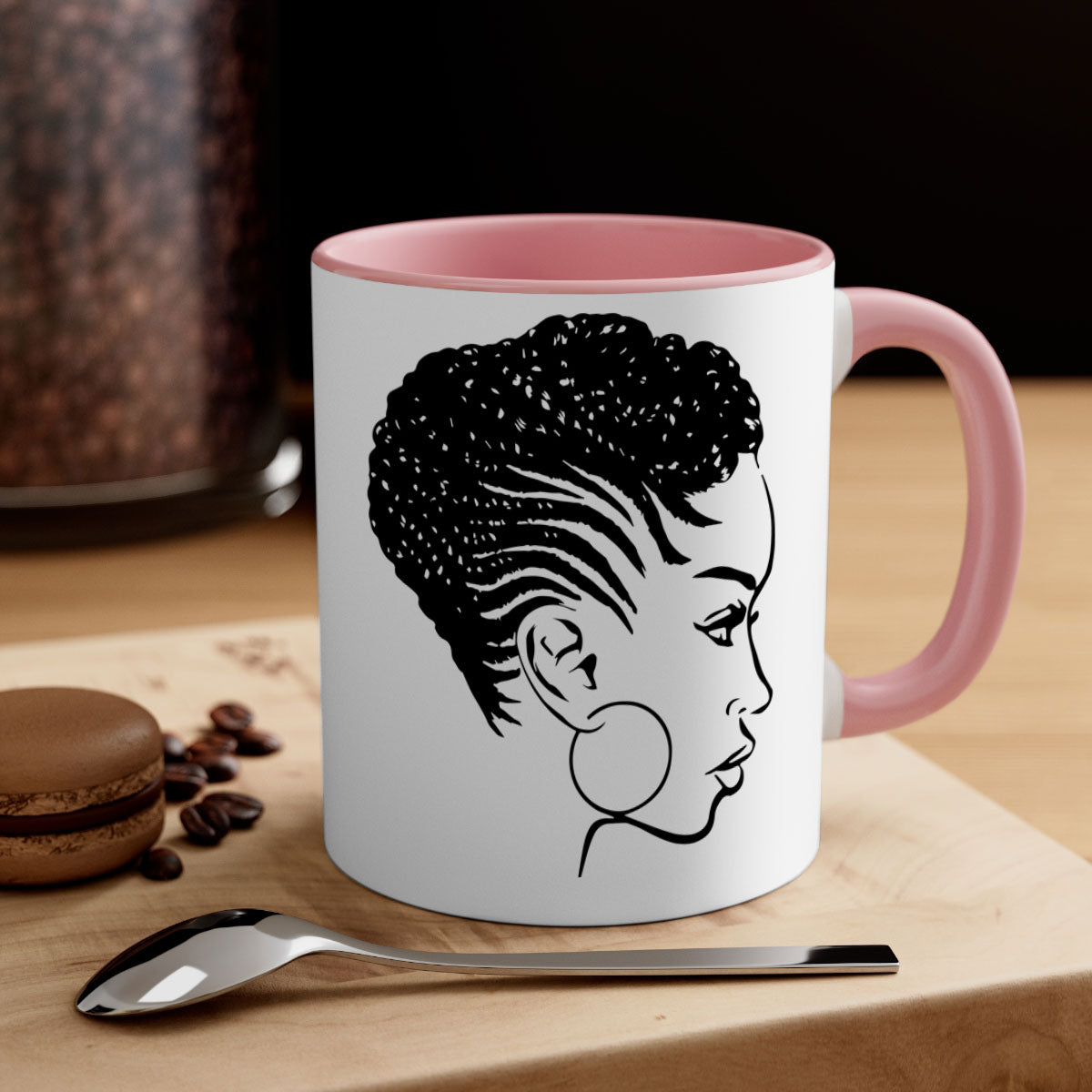 Black Women - Queen Mug featuring a glossy finish with a colored handle and interior, available in multiple colors.