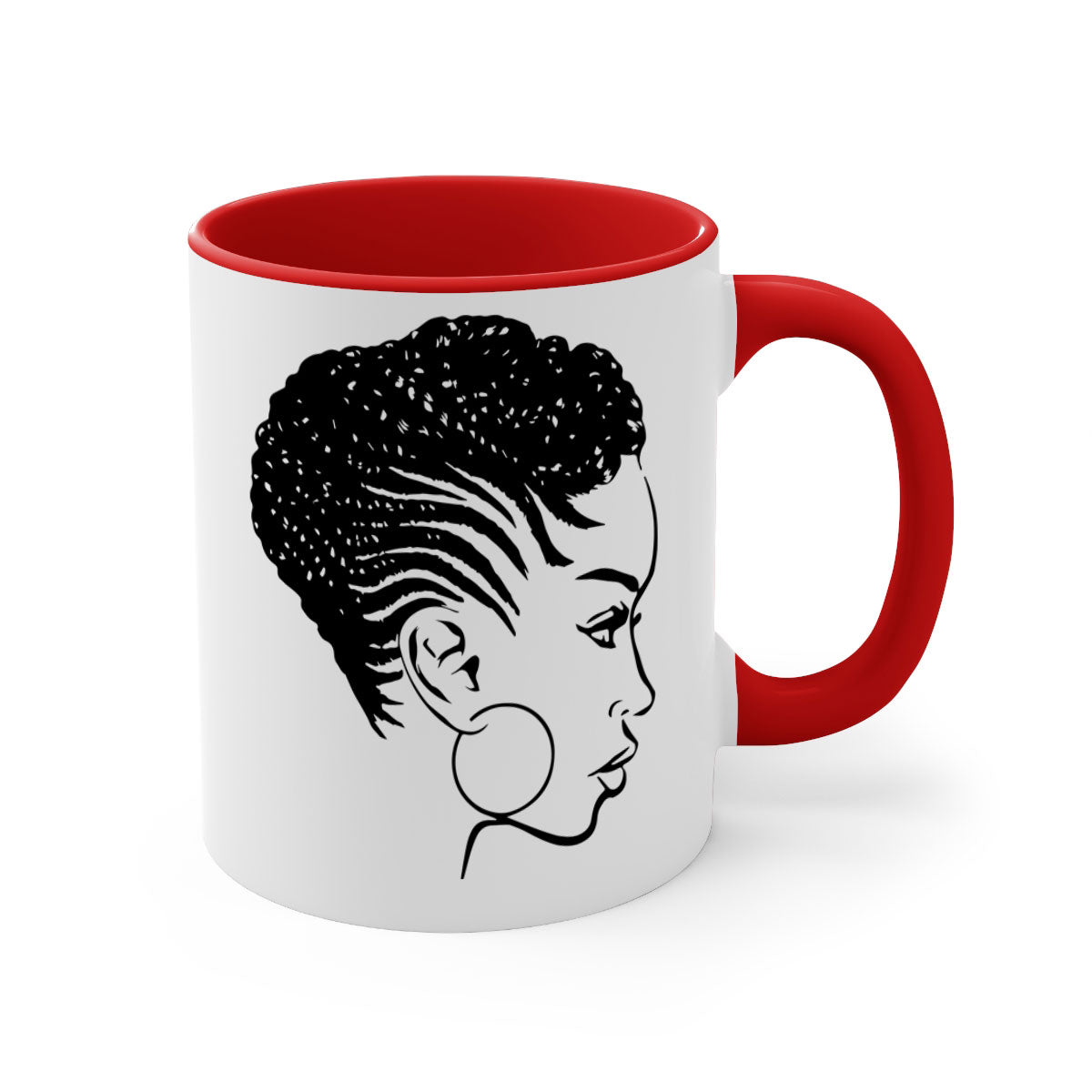 Black Women - Queen Mug featuring a glossy finish with a colored handle and interior, available in multiple colors.