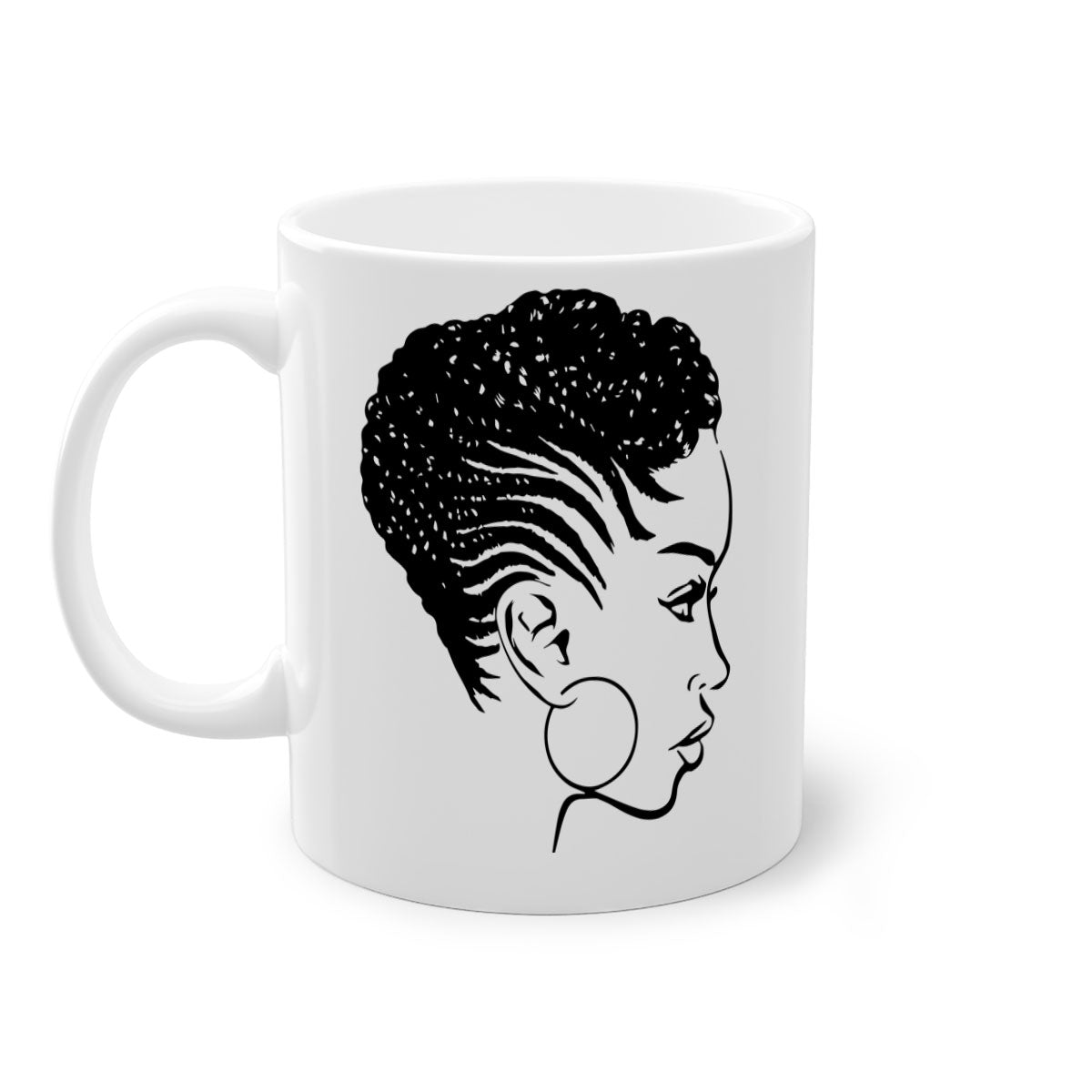 Black Women - Queen Mug featuring a glossy finish with a colored handle and interior, available in multiple colors.