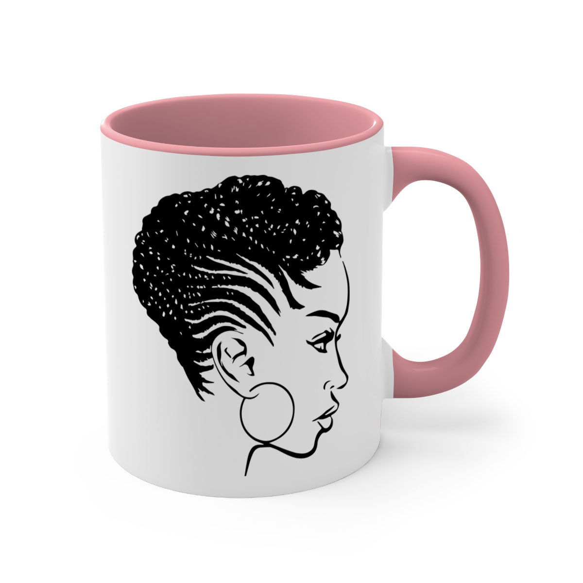 Black Women - Queen Mug featuring a glossy finish with a colored handle and interior, available in multiple colors.