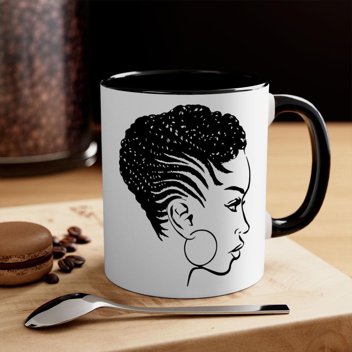 Black Women - Queen Mug featuring a glossy finish with a colored handle and interior, available in multiple colors.