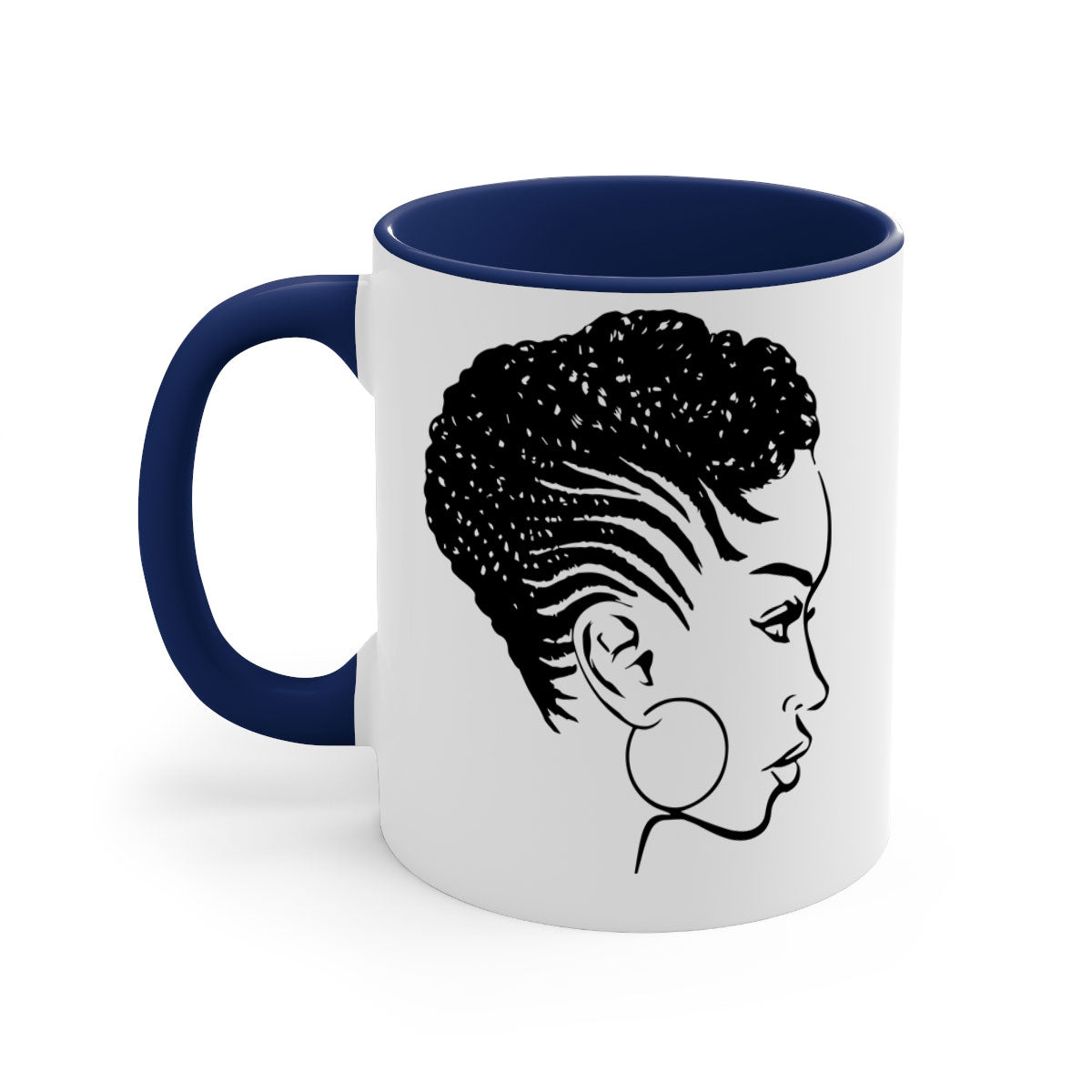 Black Women - Queen Mug featuring a glossy finish with a colored handle and interior, available in multiple colors.