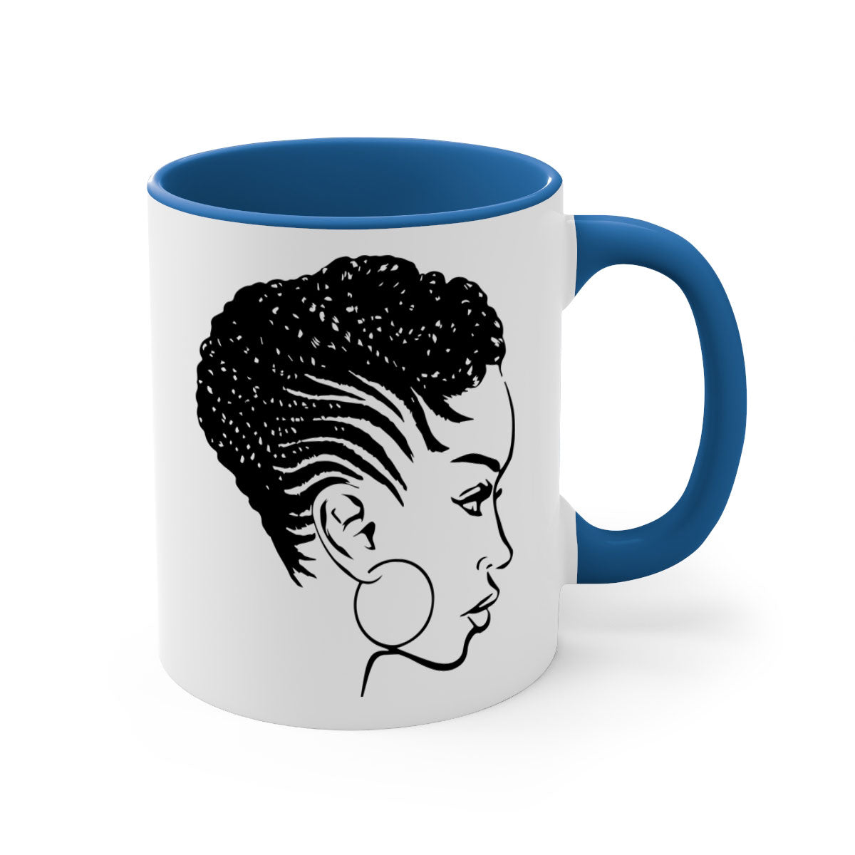 Black Women - Queen Mug featuring a glossy finish with a colored handle and interior, available in multiple colors.