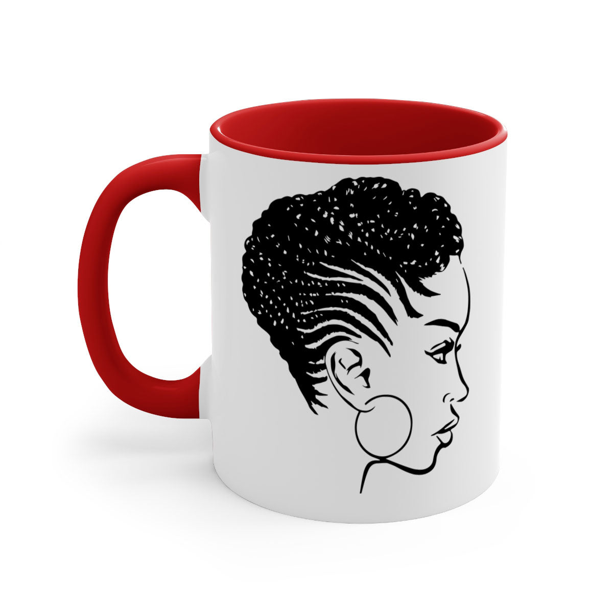 Black Women - Queen Mug featuring a glossy finish with a colored handle and interior, available in multiple colors.