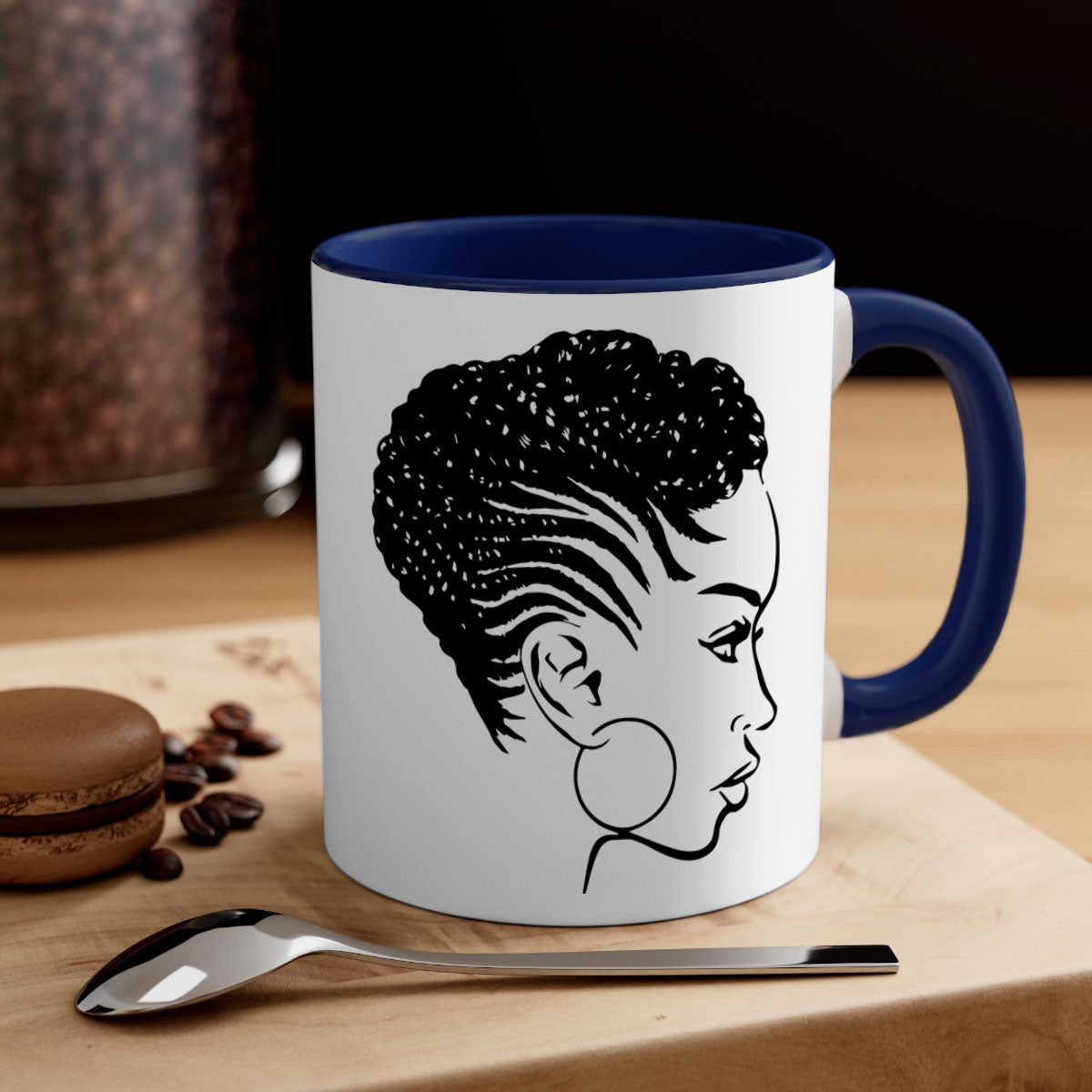 Black Women - Queen Mug featuring a glossy finish with a colored handle and interior, available in multiple colors.