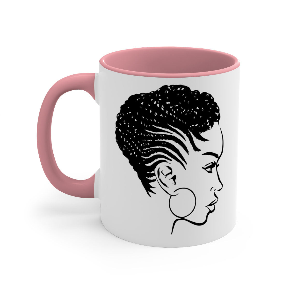 Black Women - Queen Mug featuring a glossy finish with a colored handle and interior, available in multiple colors.