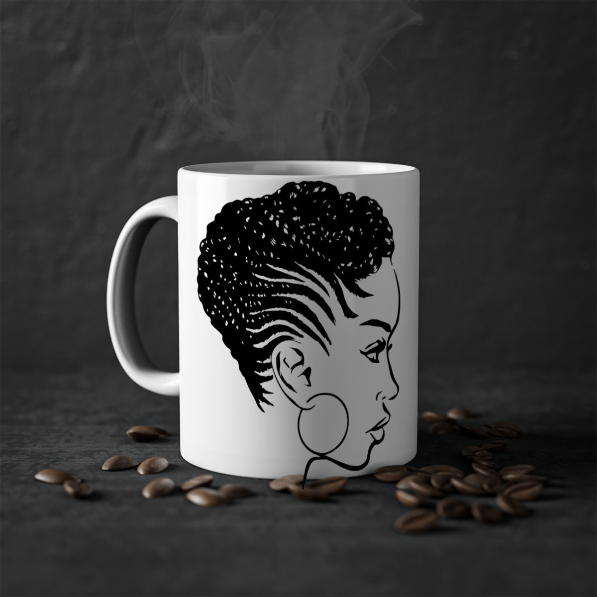 Black Women - Queen Mug featuring a glossy finish with a colored handle and interior, available in multiple colors.