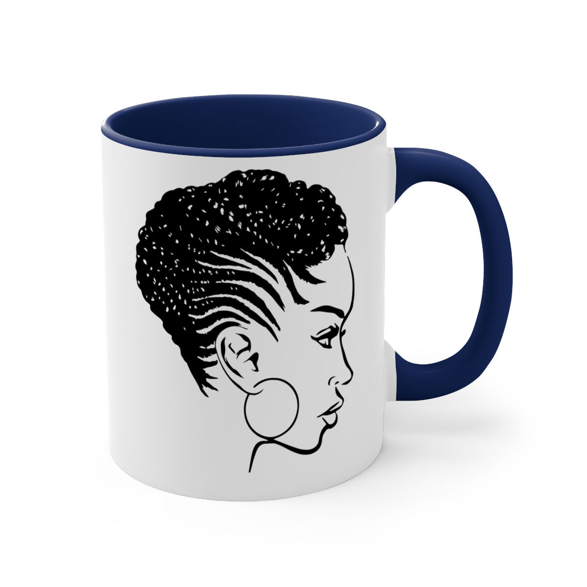 Black Women - Queen Mug featuring a glossy finish with a colored handle and interior, available in multiple colors.