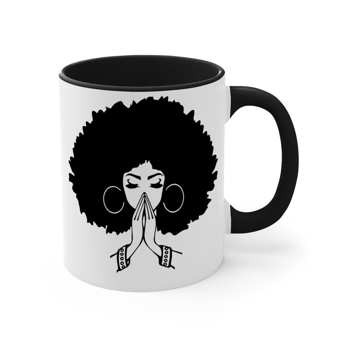 Black Women - Queen 21# Mug with colorful handle and glossy finish, available in multiple colors and sizes.